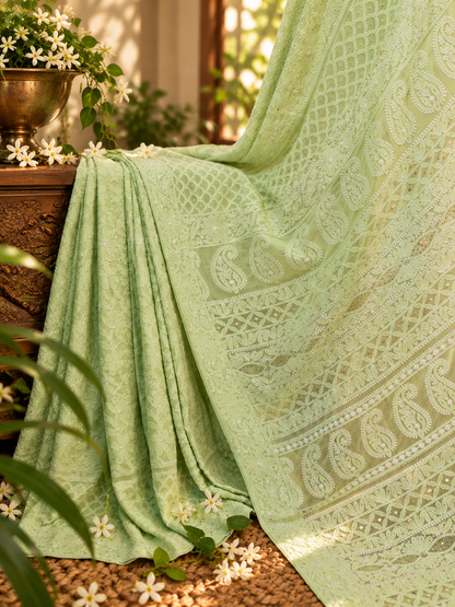 Pure Georgette Chikankari Saree