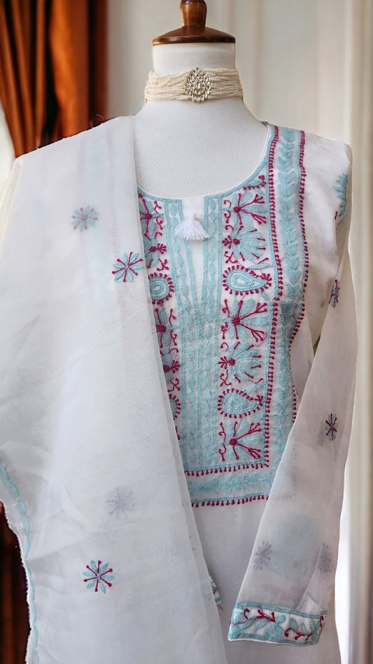 Chikankari Organza Kurta Dupatta Set