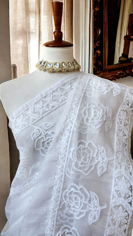 Organza Chikankari Saree