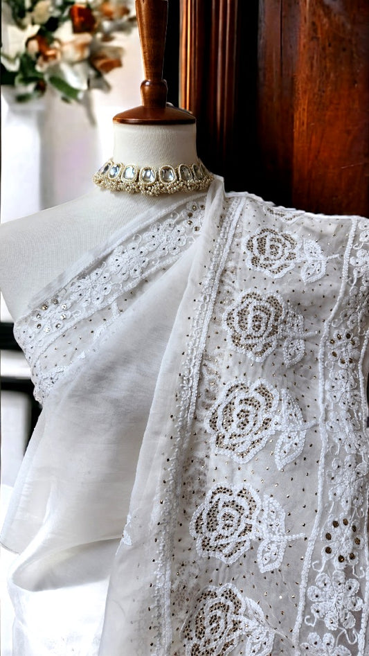 Organza Chikankari Saree