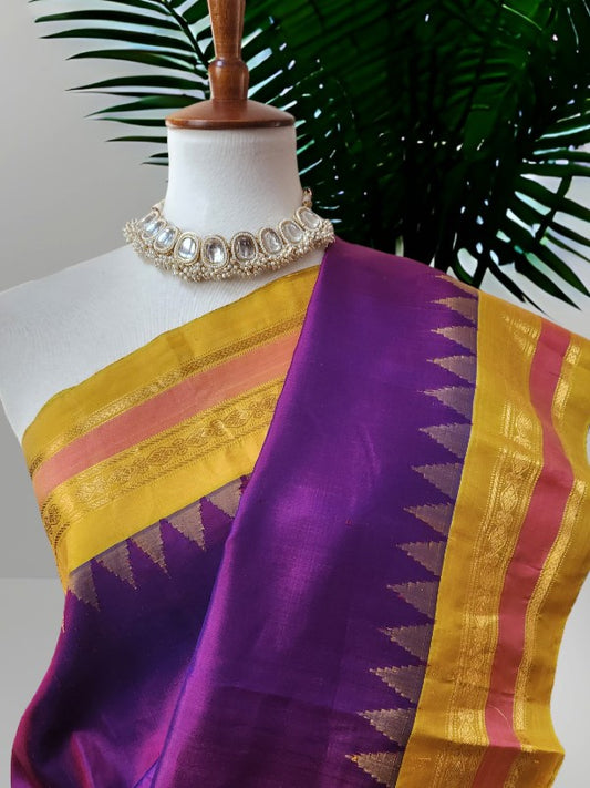 Purple Indigo Gadwal Silk