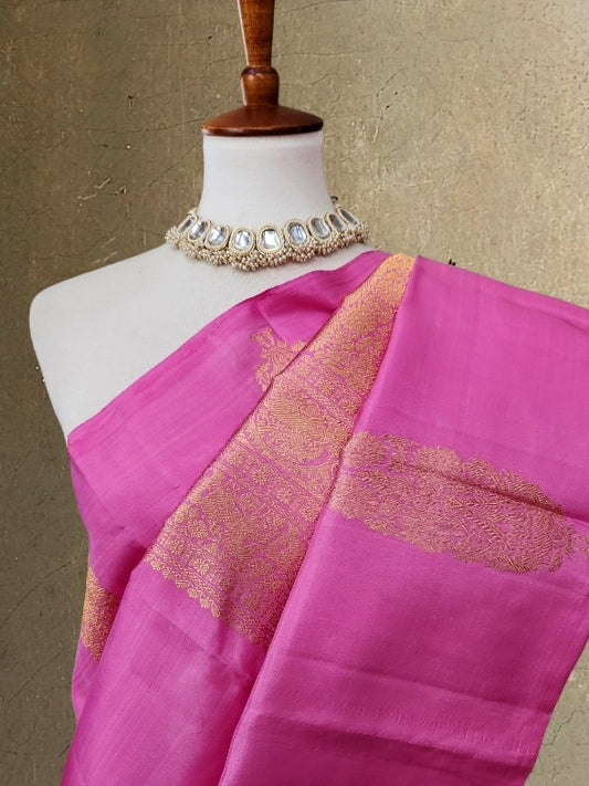 Lotus Pink Silk Kanjivaram Saree