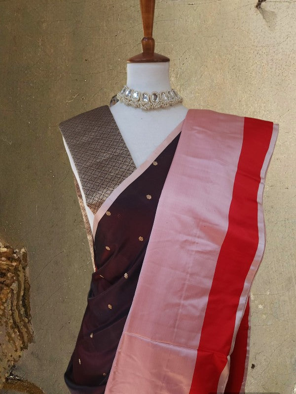 Double Twisted Katan Color Block Banarsi Saree