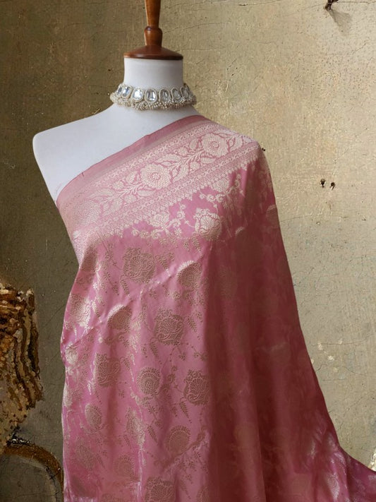 Pink Jhoomer Banarsi Saree