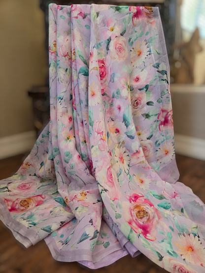 Platinum Printed Pure Chiffon Saree