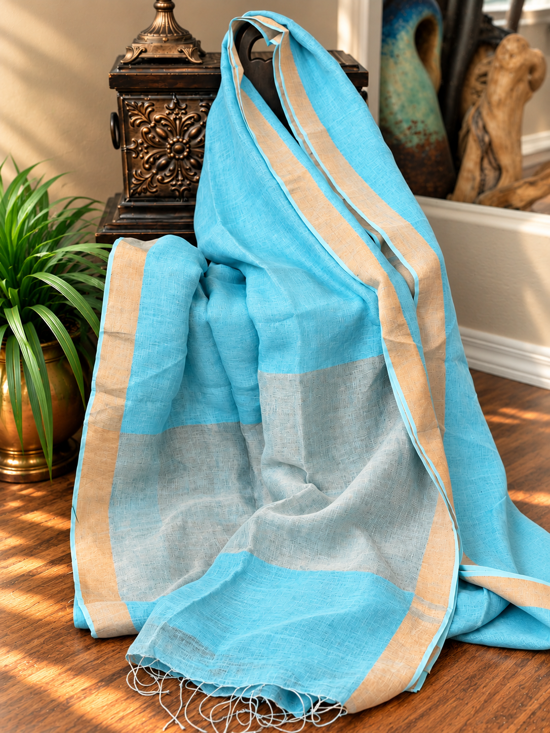 Tissue Pure Linen Saree