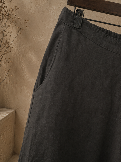 Noir Pure Linen Palazzo Pants