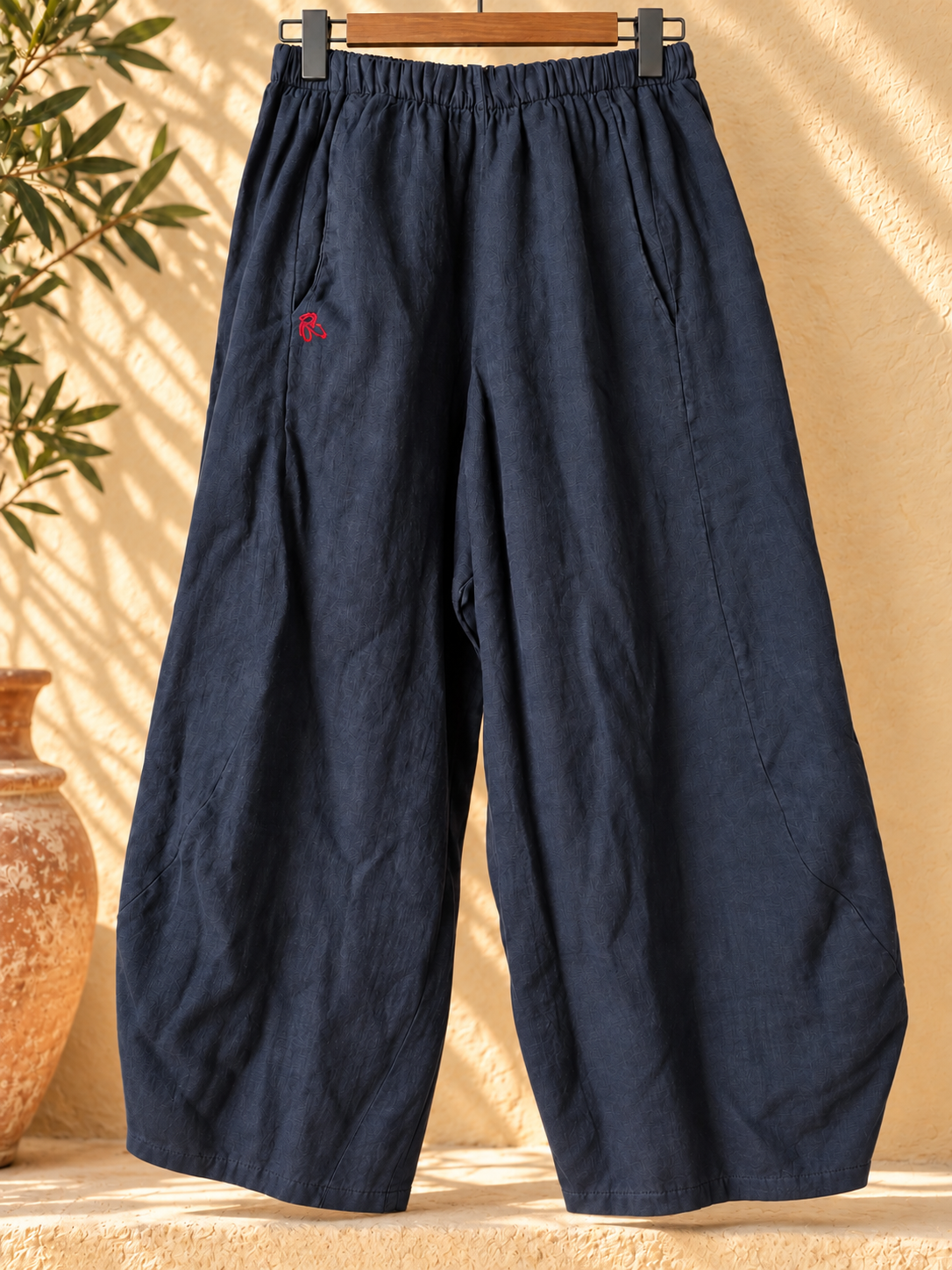 Marine Pure Linen Barrel Pants