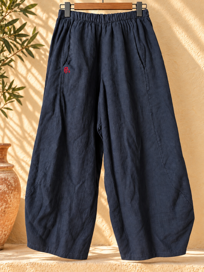 Marine Pure Linen Barrel Pants