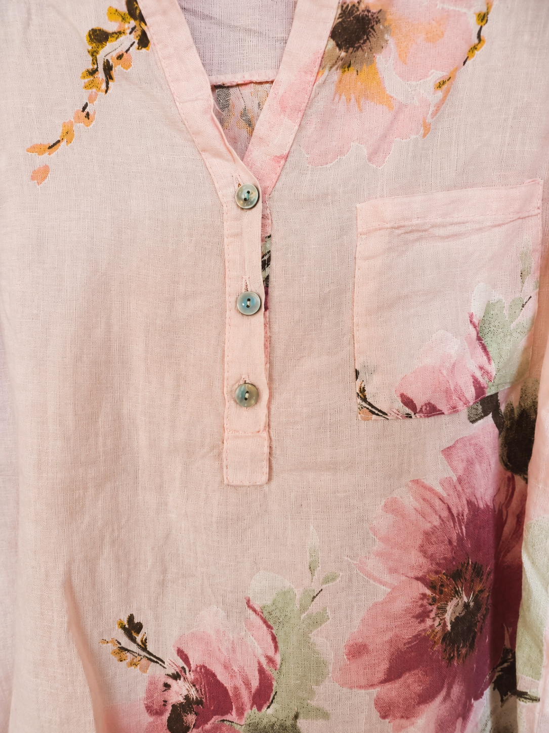 Rose Floral Pure Linen Shirt