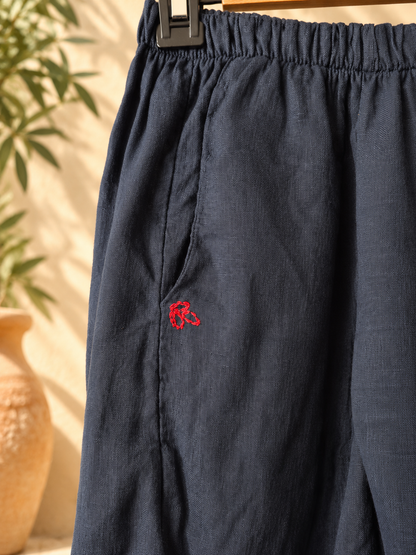 Marine Pure Linen Barrel Pants