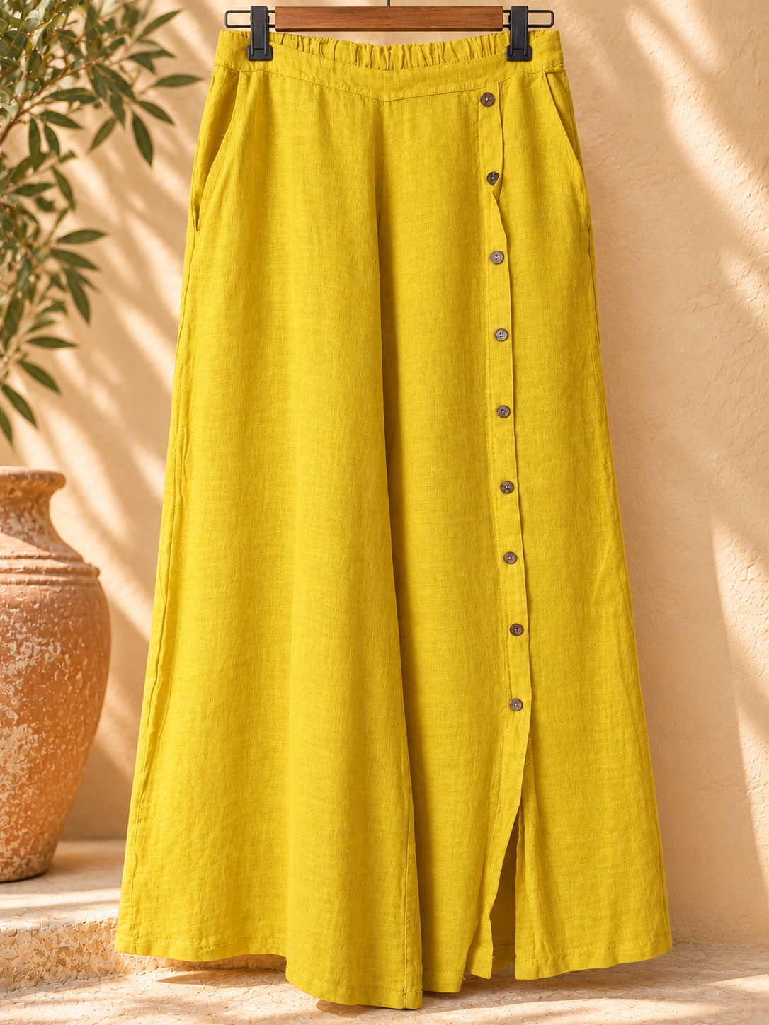 Moutarde Pure Linen Palazzo Pants