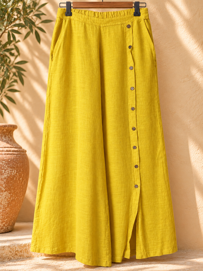 Moutarde Pure Linen Palazzo Pants