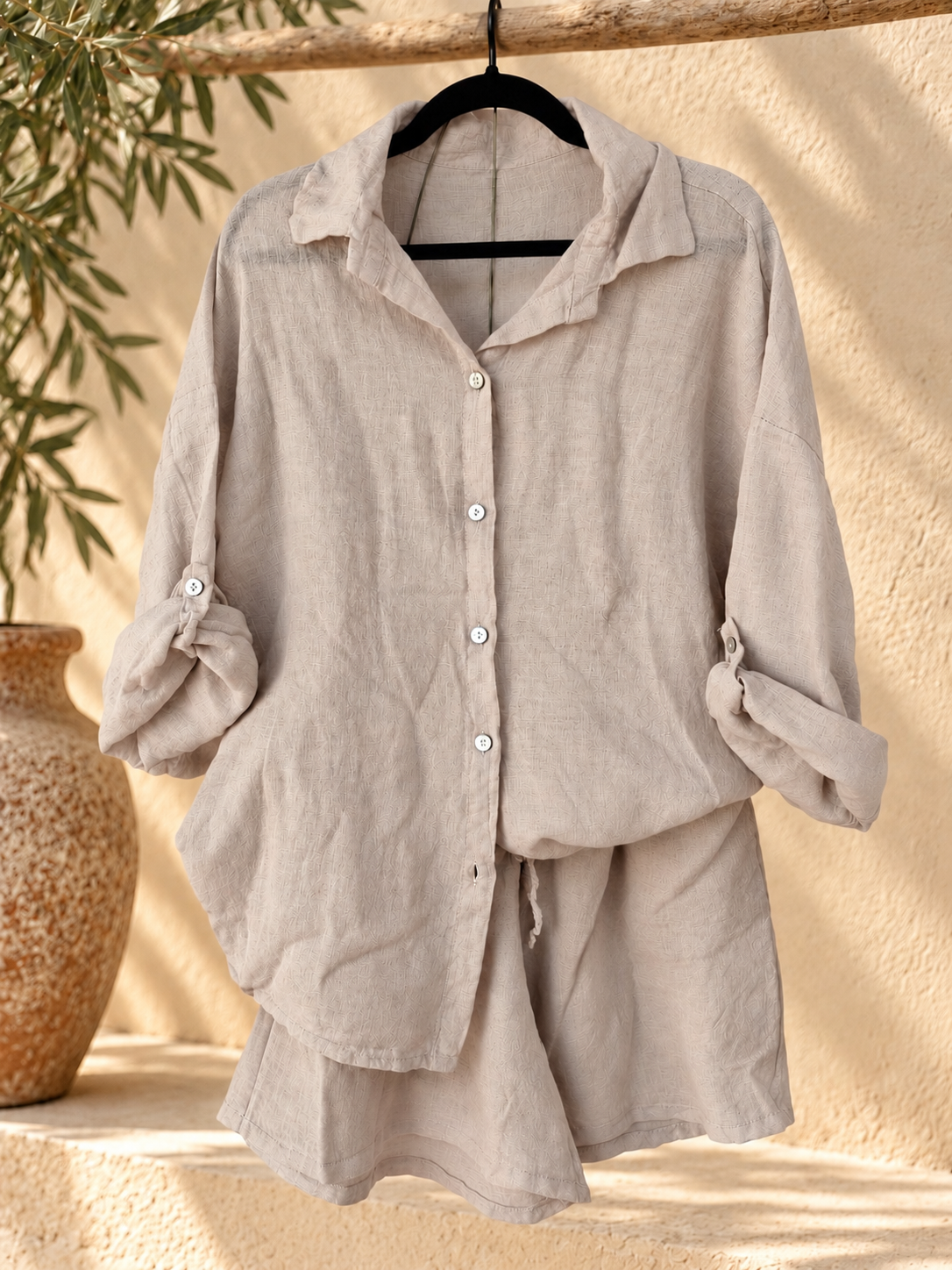 Taupe Pure Linen Co-ord Set