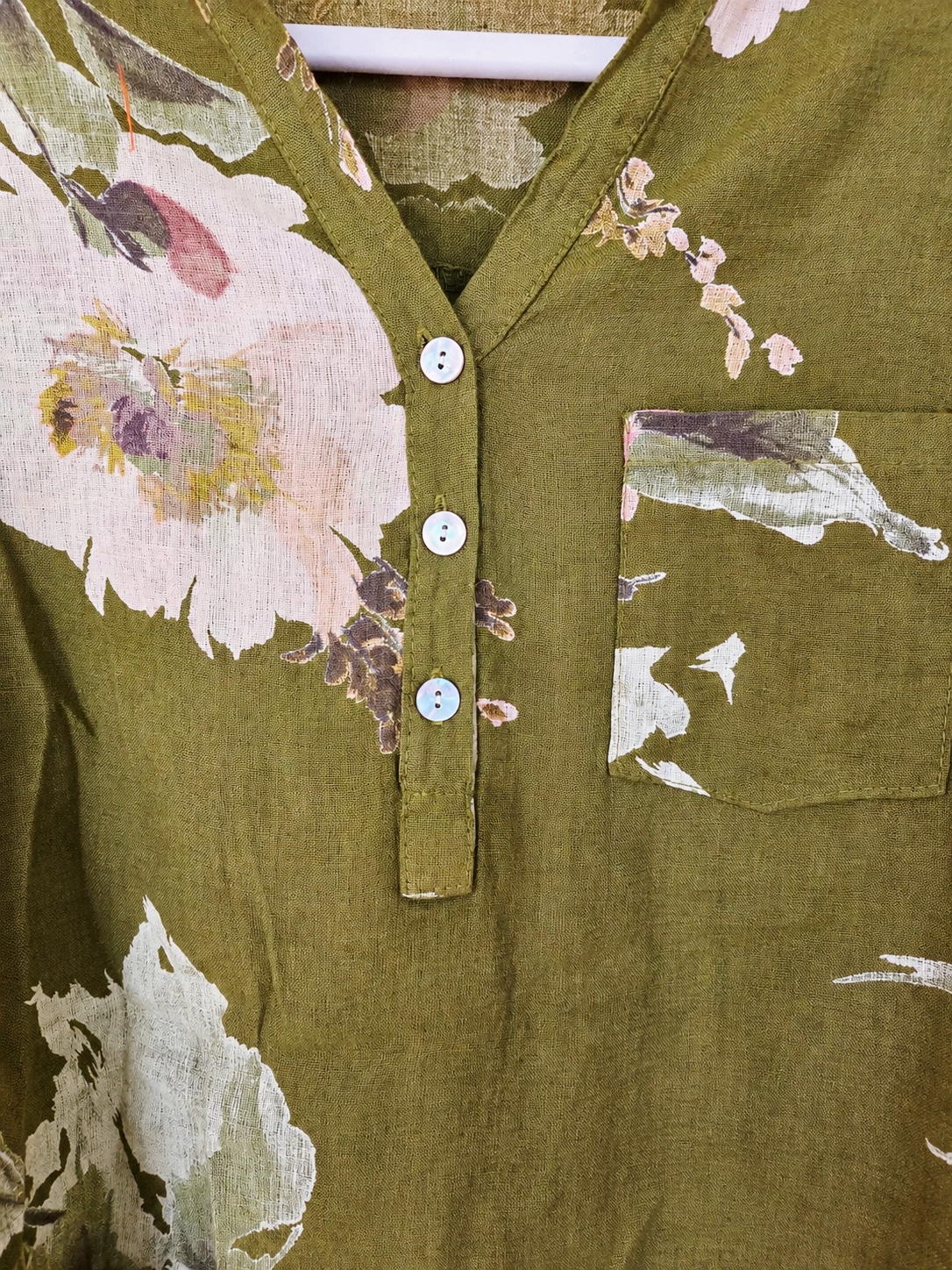Wasabi Floral Pure Linen Shirt