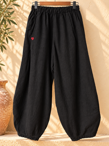 Noir Pure Linen Barrel Pants