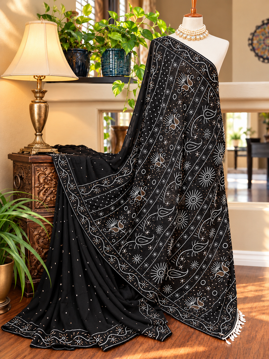 Pure Georgette Chikankari Saree
