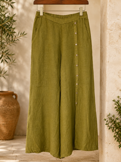 Wasabi Pure Linen Palazzo Pants