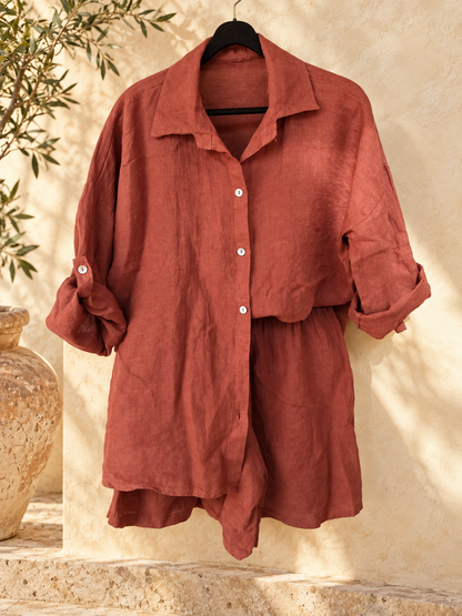 Cinnamon Pure Linen Co-ord Set