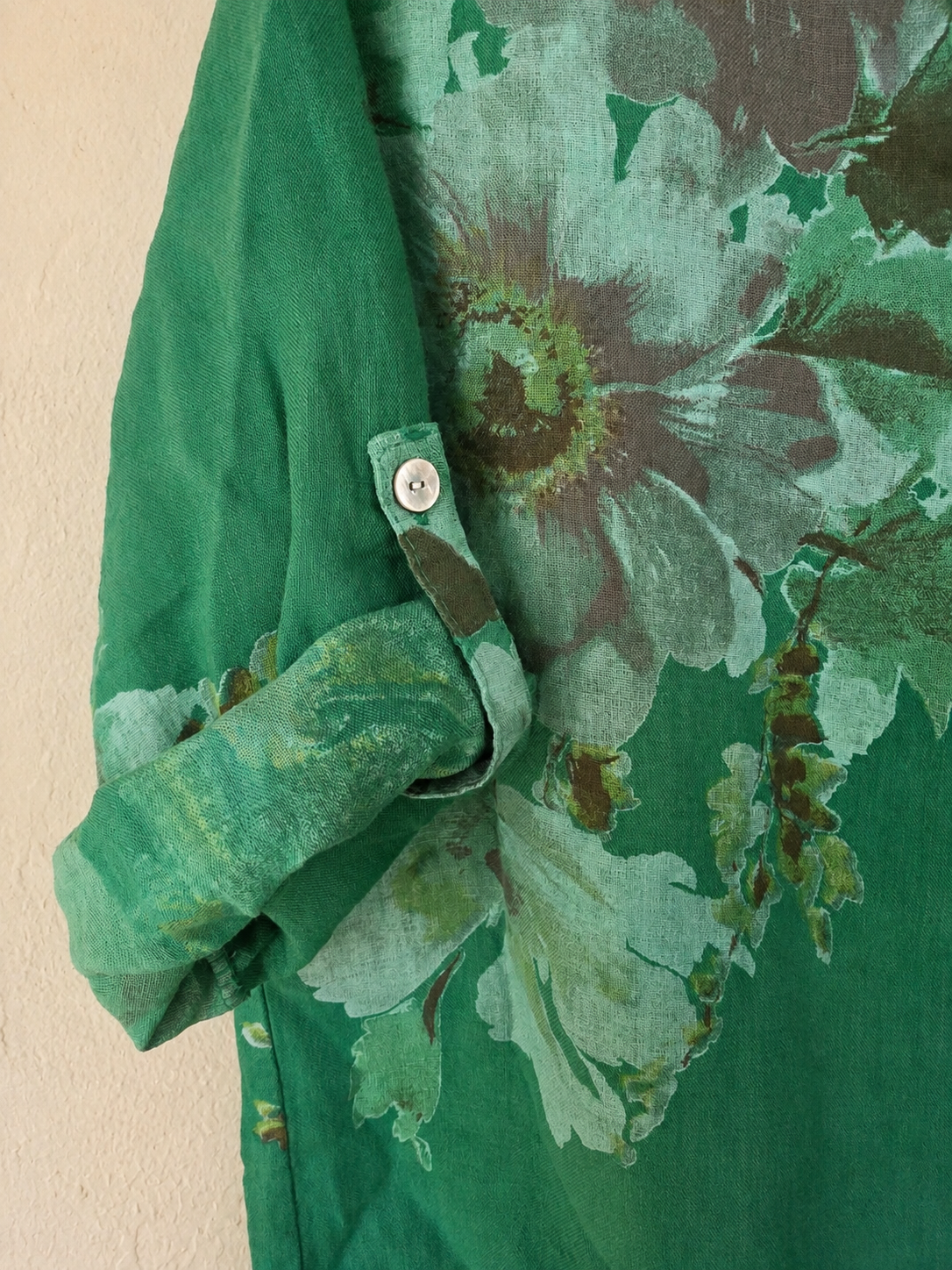 Emerald  Floral Pure Linen Shirt