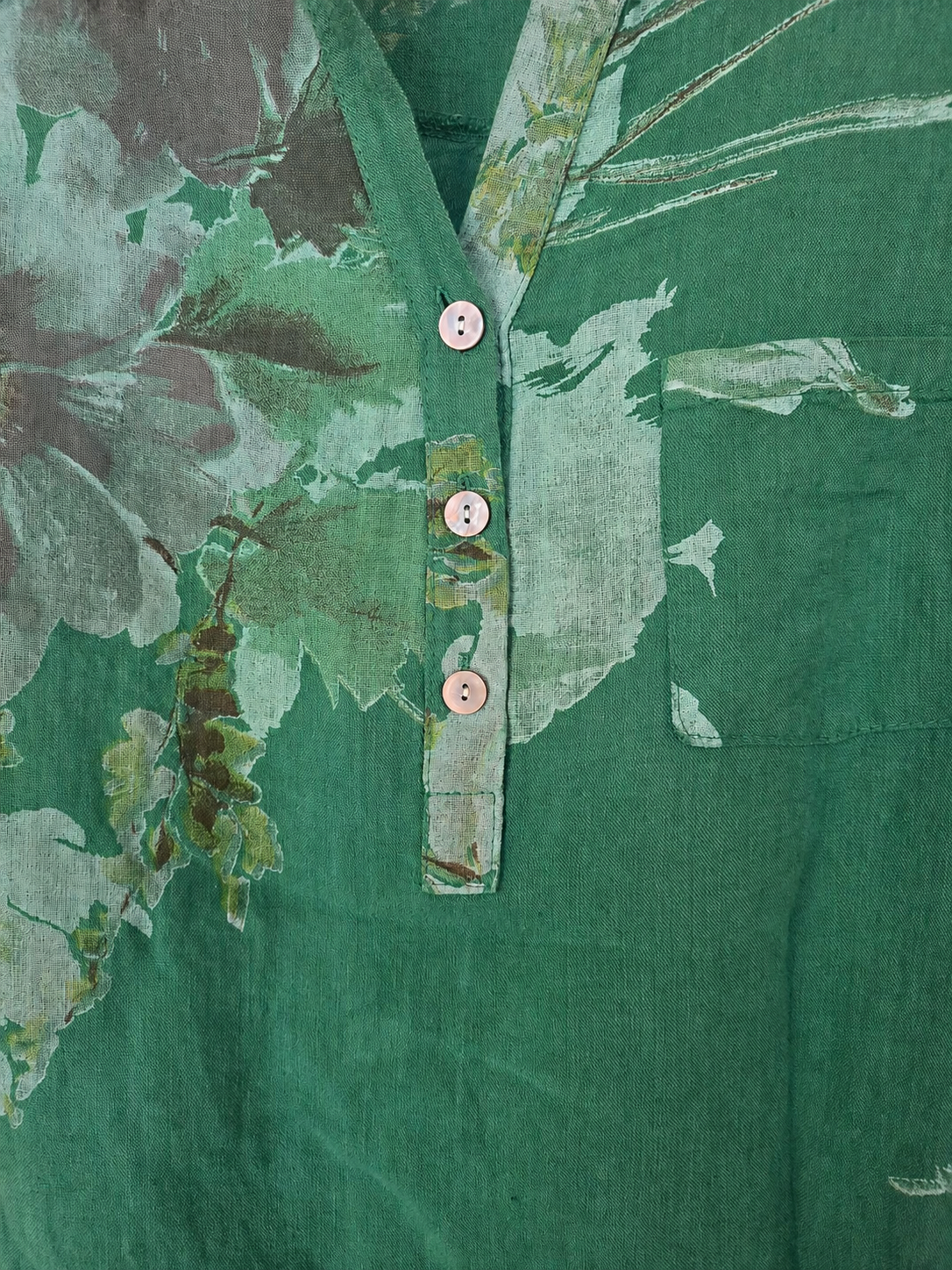 Emerald  Floral Pure Linen Shirt