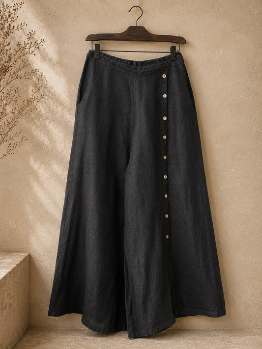 Noir Pure Linen Palazzo Pants