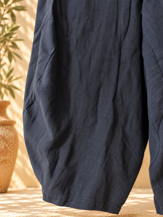 Marine Pure Linen Barrel Pants