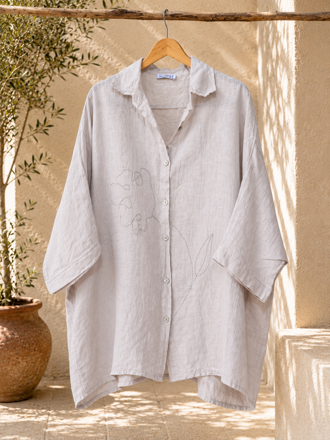 Beige Free Fit Shirt