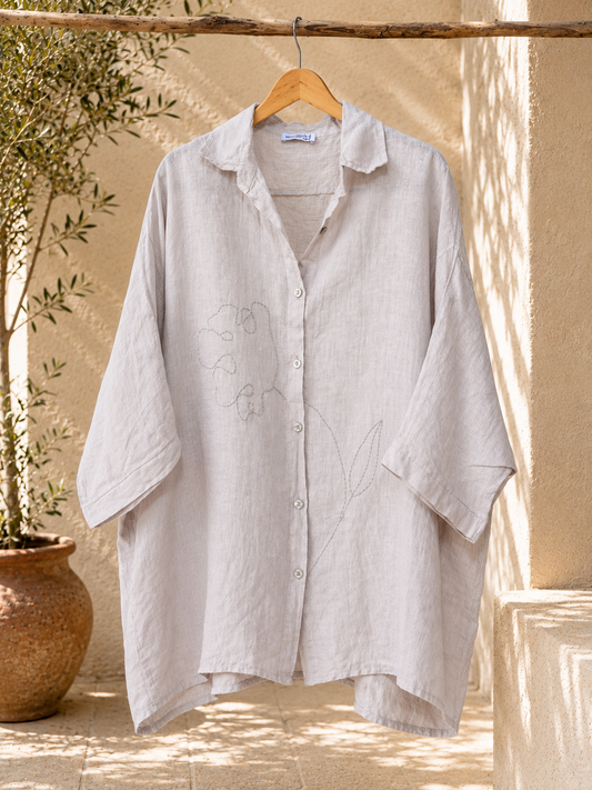 Beige Free Fit Shirt