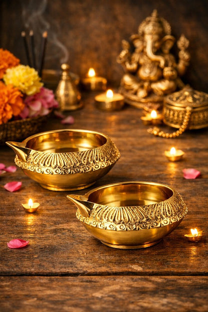 Big Flat Brass Diya