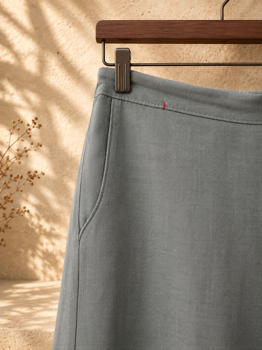Green Smoke Pure Linen Palazzo Pants