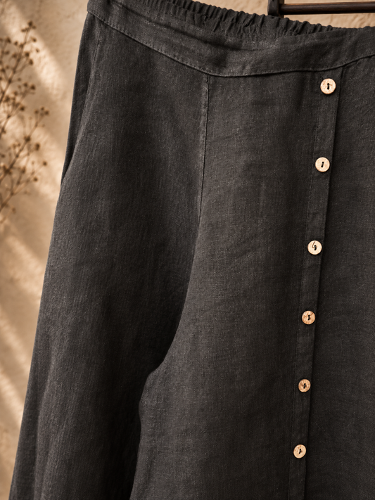 Noir Pure Linen Palazzo Pants
