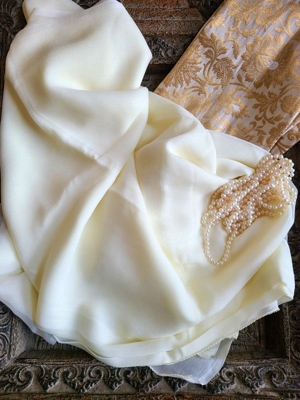 Platinum Chiffon Saree