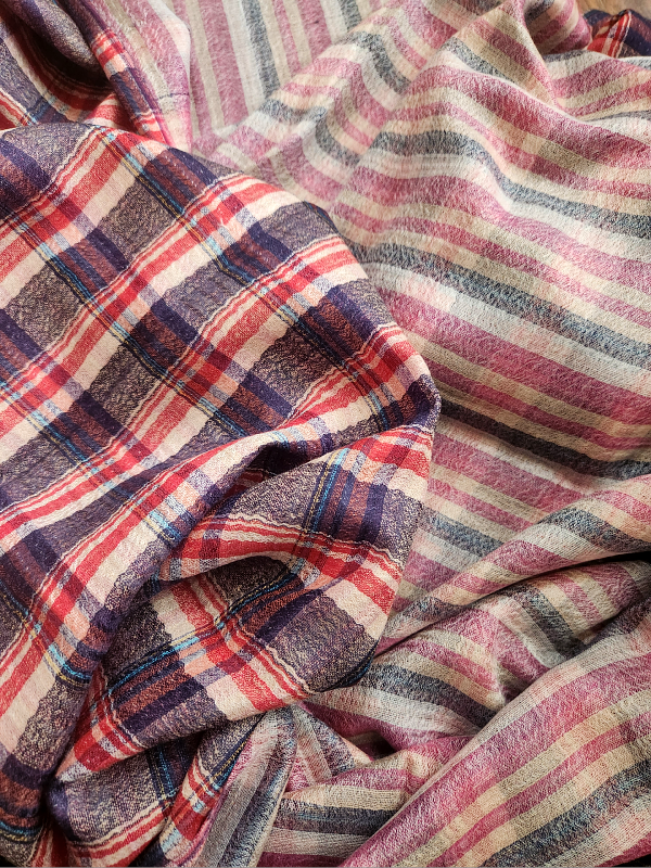 Plaid Check Woolen Reversible Shawl