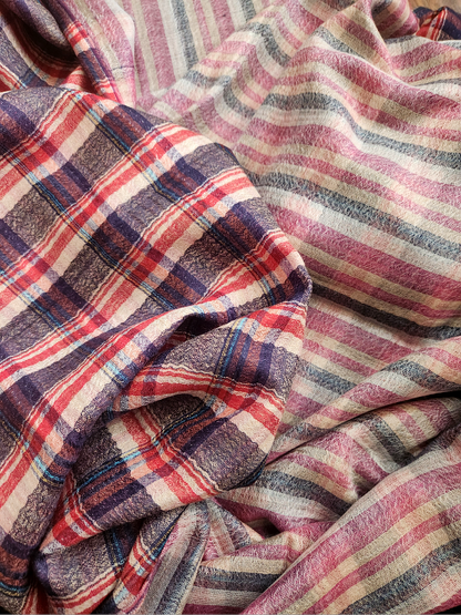Plaid Check Woolen Reversible Shawl