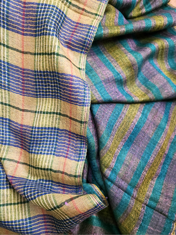 Plaid Check Woolen Reversible Shawl