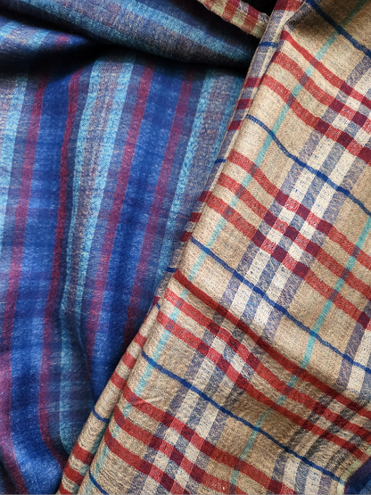 Plaid Check Woolen Reversible Shawl