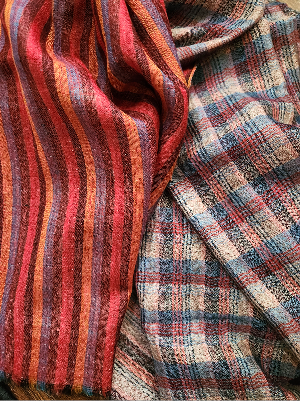 Plaid Check Woolen Reversible Shawl