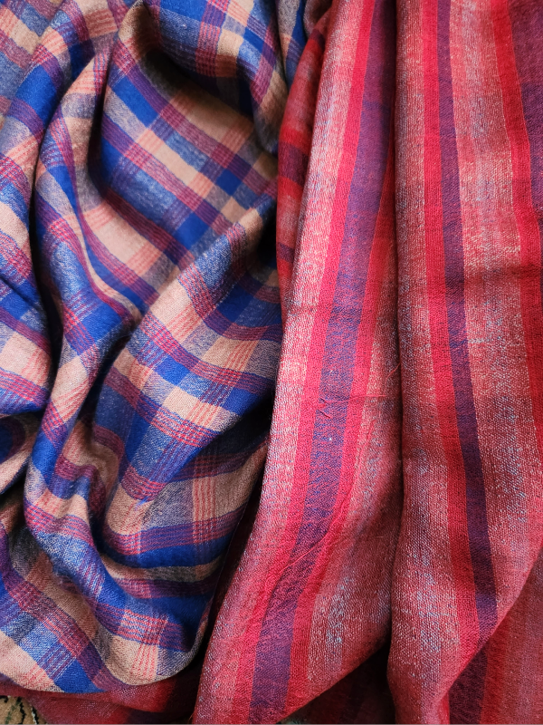 Plaid Check Woolen Reversible Shawl