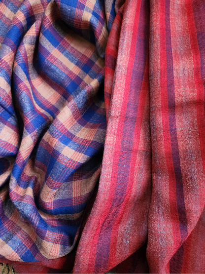 Plaid Check Woolen Reversible Shawl