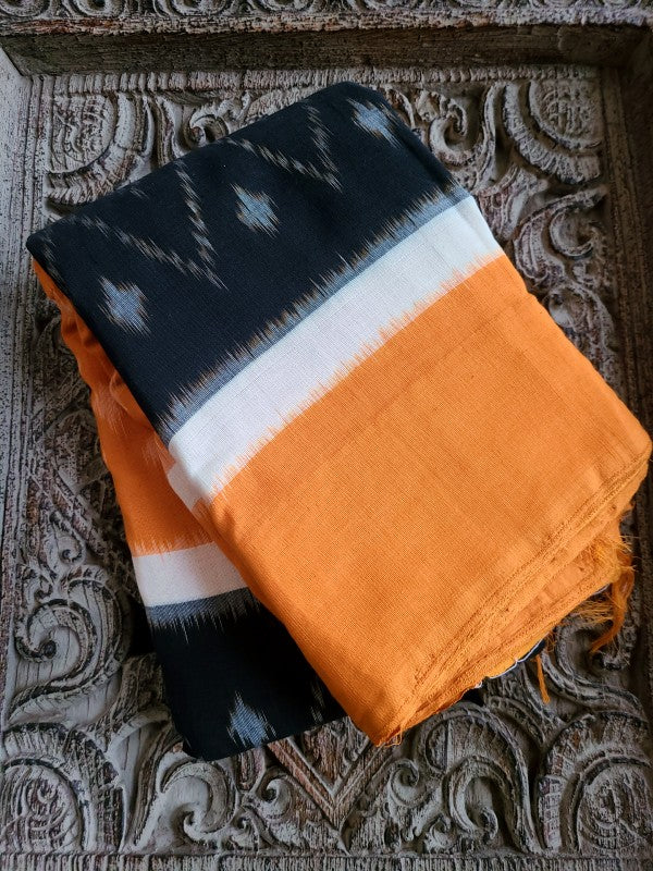 Black Yellow Telia Ikkat Saree