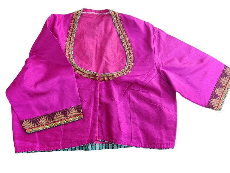Magenta Silk Kalamkari Blouse (Size 36-40)