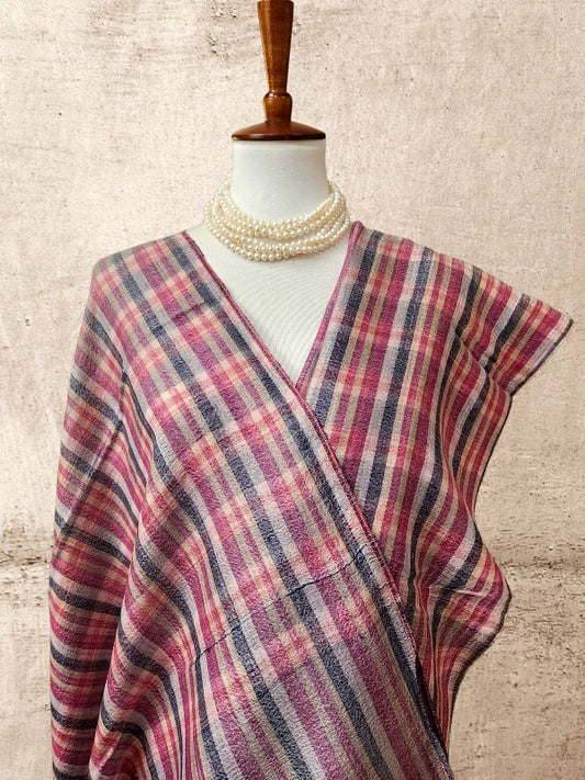Plaid Check Woolen Reversible Shawl
