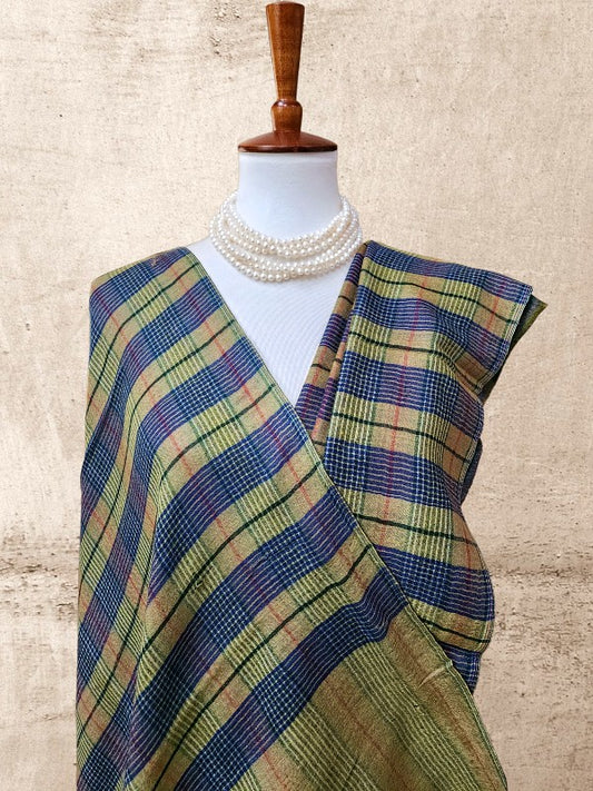 Plaid Check Woolen Reversible Shawl
