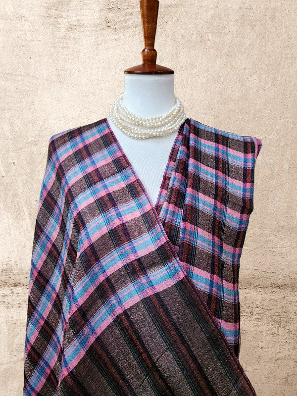 Plaid Check Woolen Reversible Shawl