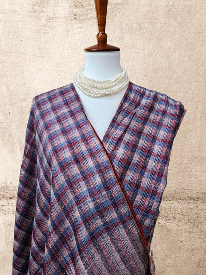 Plaid Check Woolen Reversible Shawl