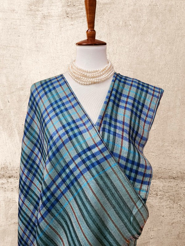 Plaid Check Woolen Reversible Shawl