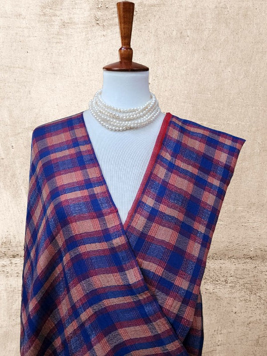 Plaid Check Woolen Reversible Shawl