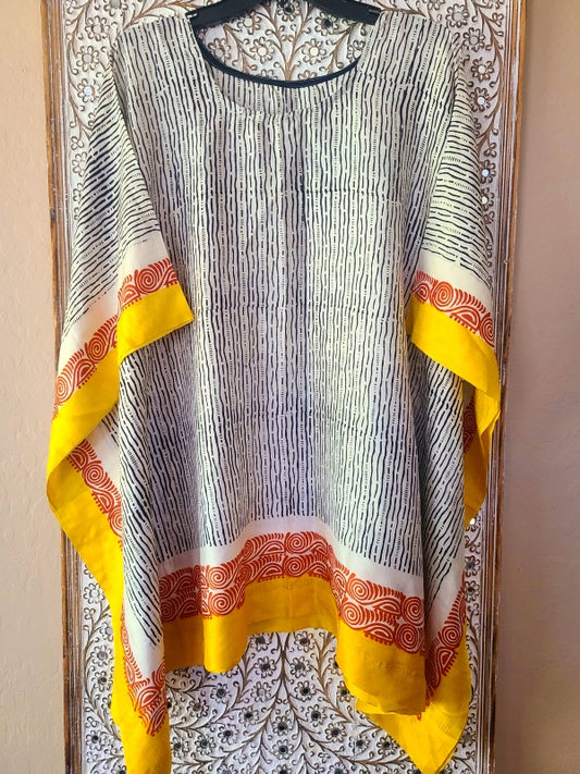 Silk Block Print Kaftan