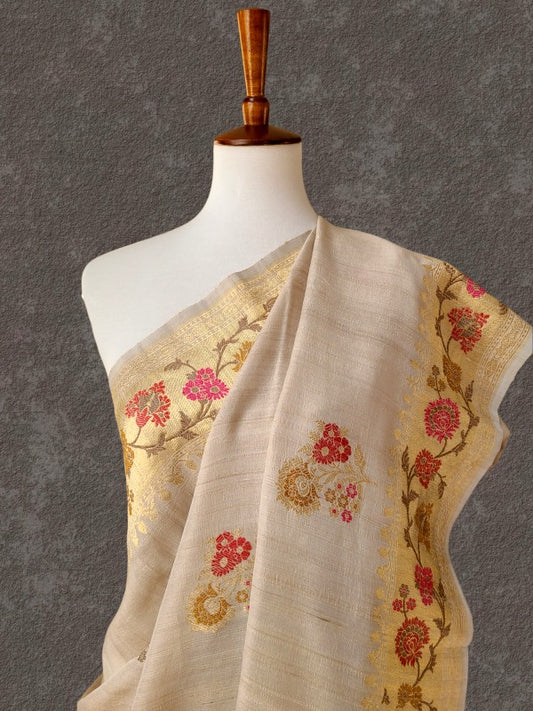 Natural Tussar Georgette Banarsi Silk Saree